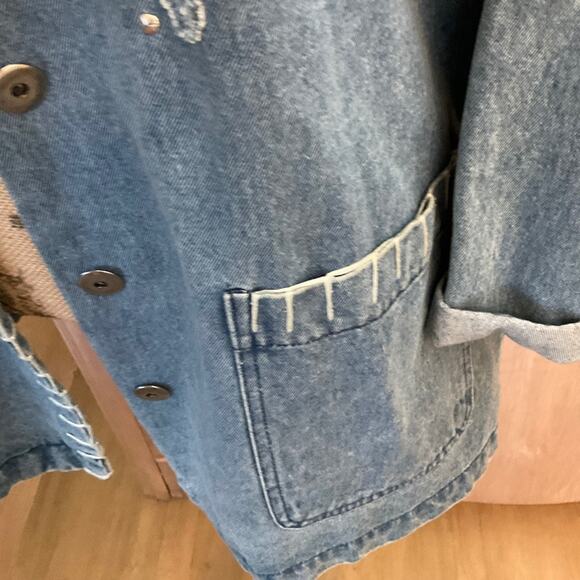 Vintage Carole Little Embroidered 90s Denim Jacket blazer embellished chambray - Picture 10 of 15